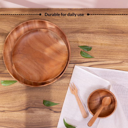 Durable neem wood baby dinner plate and bowl designed for daily toddler use.