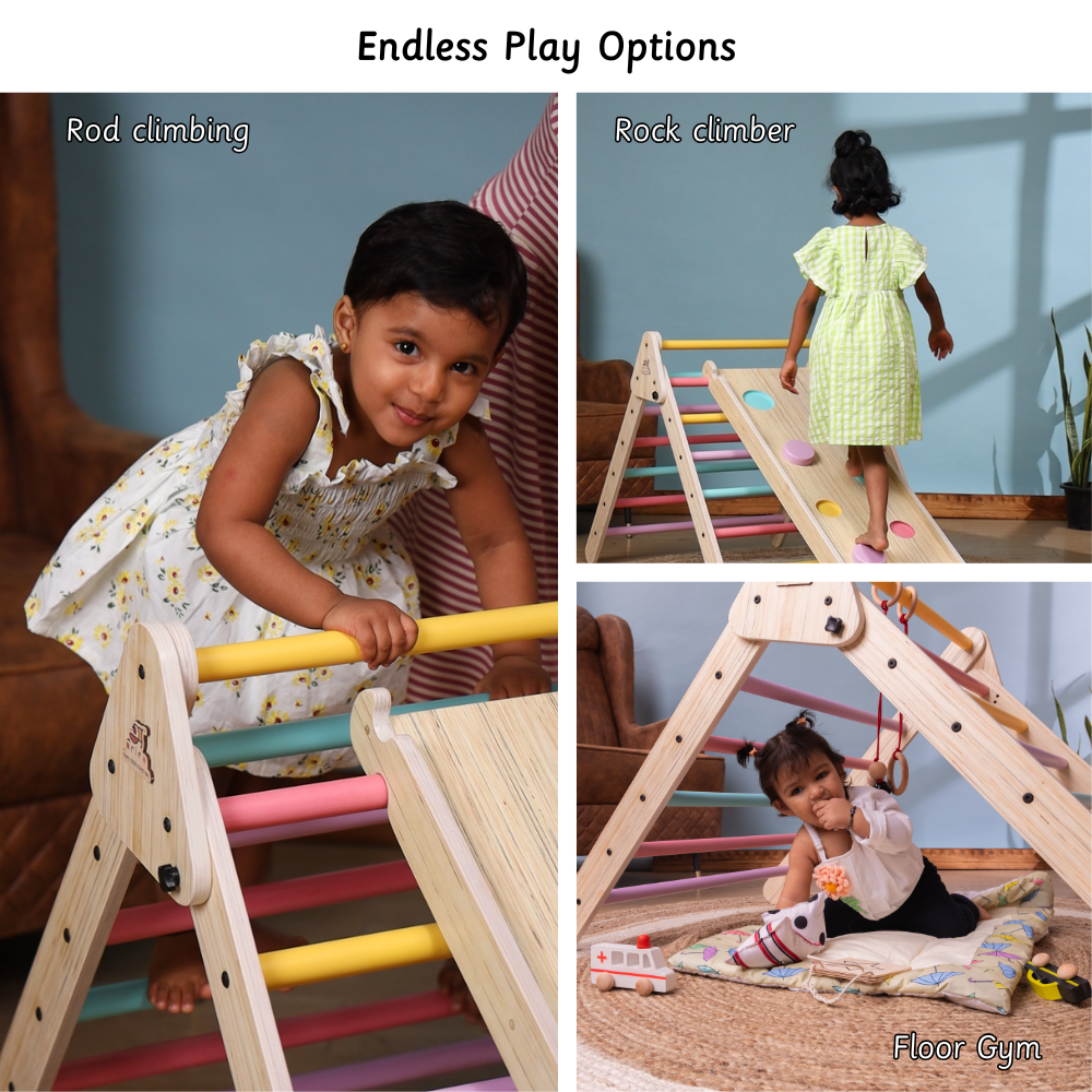 Pikler Triangle - Natural rod climbing rock climber floor gym