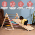 pikler triangle aids gross motor development , spatial awareness , increase confidence and encourages independent play 