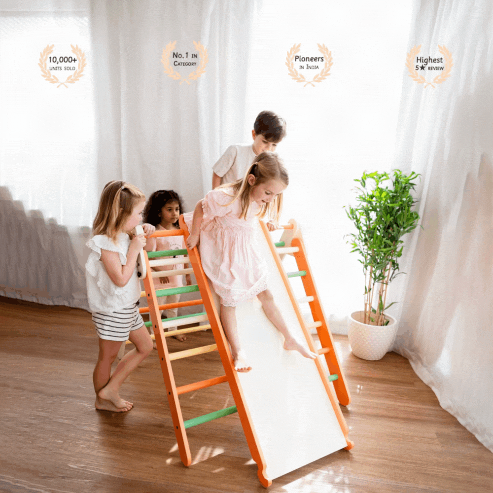 India’s No.1 Montessori Pikler Triangle—trusted by 10,000+ families, highest-rated with 5★ reviews, and thoughtfully crafted to support active, independent play from toddlerhood to childhood.