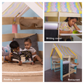 kids' playhouse transforms into a reading corner , writting corner , or restaurant, inspiring hours of imaginative play and creativity.