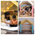 kids' playhouse transforms into a cozy space, play date, or artistic exhibit, inspiring hours of imaginative play and creativity