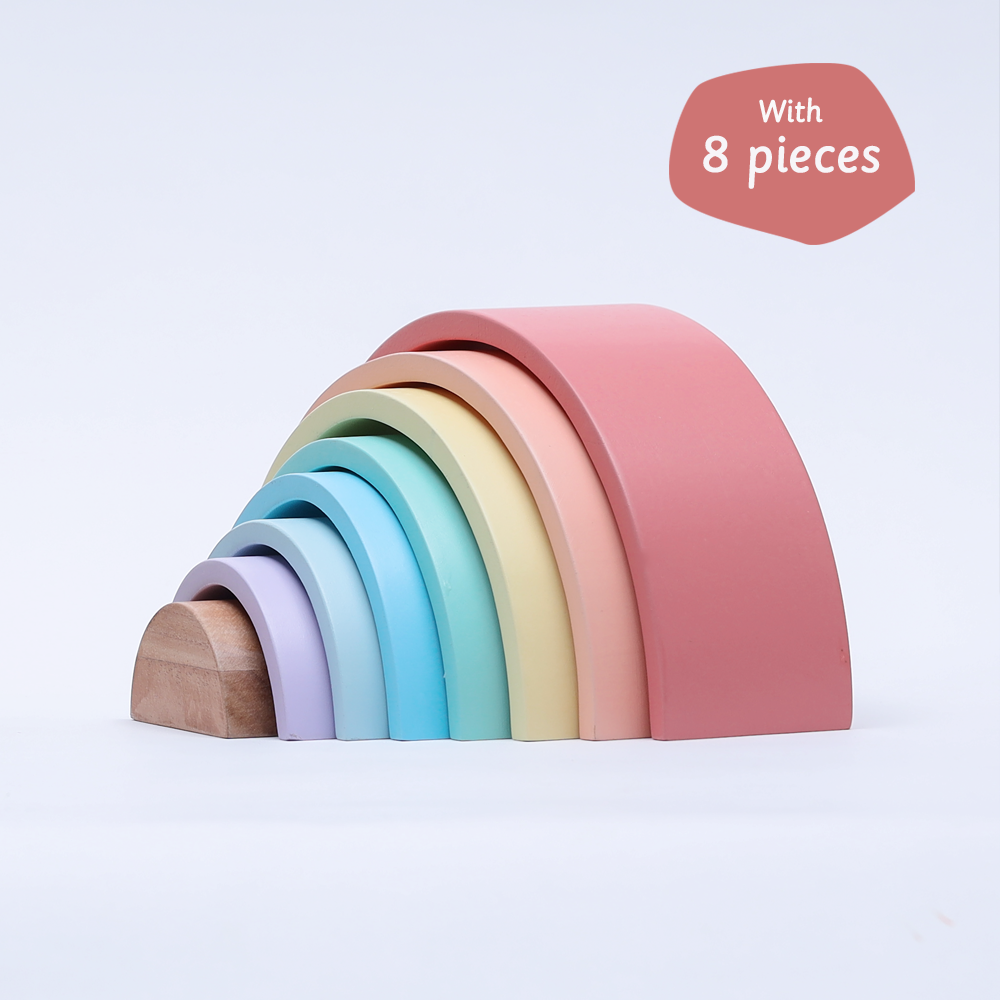 Rainbow Stacker- Small consisting of 8 pastel-colored pieces.



