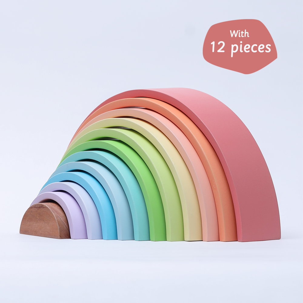 Rainbow stacker- Big consisting of 12pastel-colored pieces.