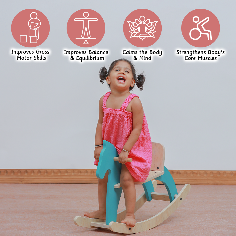 Traditional Rocking Horse improves gross motor skills , balance , calms body and mind 