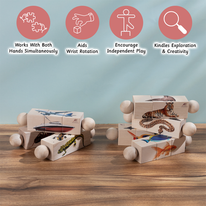 Rotating Puzzle - Reptiles designed to build wrist strength, bilateral coordination, and creative thinking through playful matching.