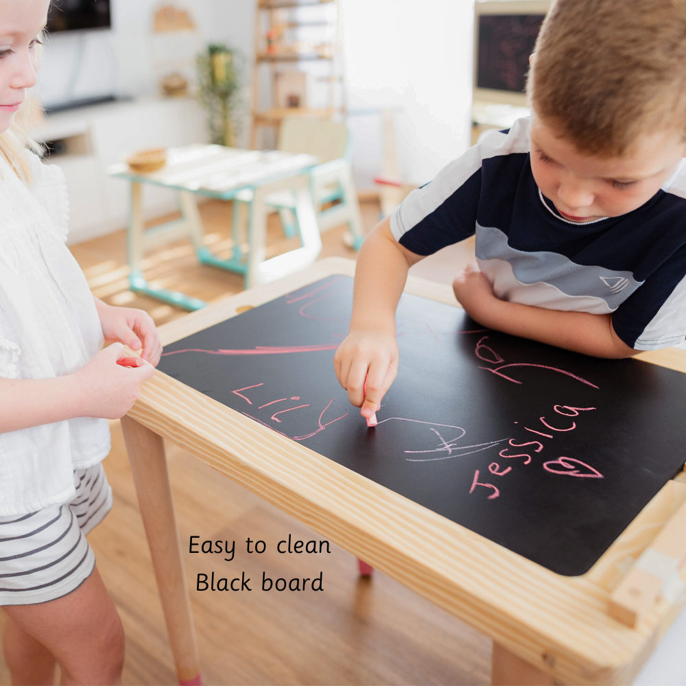 Sensory Table close up Easy to clean black board