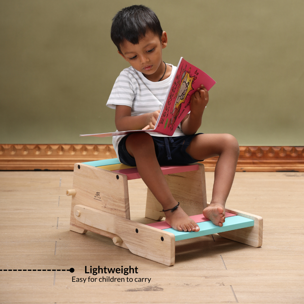 Wooden Convertible Step Stool and Chair - Natural