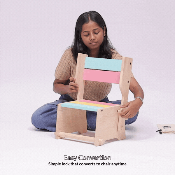 Wooden Convertible Step Stool and Chair - Natural
