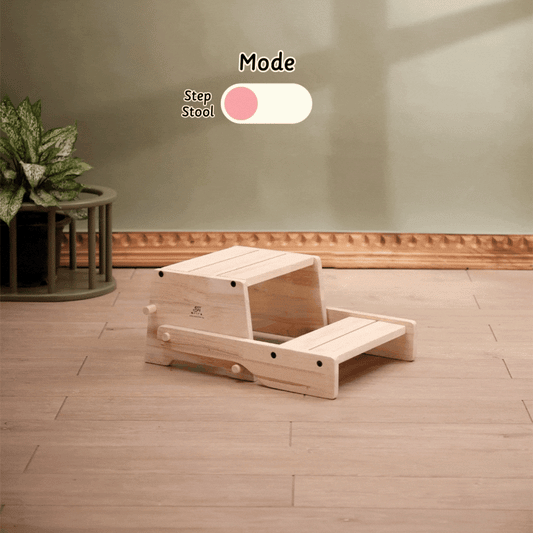 Wooden Convertible Step Stool and Chair - Natural