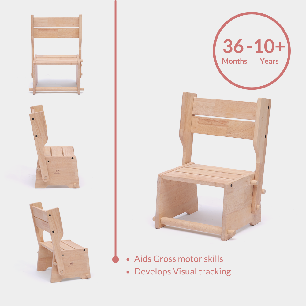 Wooden Convertible Step Stool and Chair - Natural