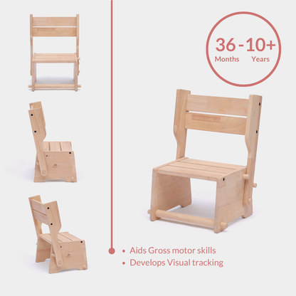 Wooden Convertible Step Stool and Chair - Natural