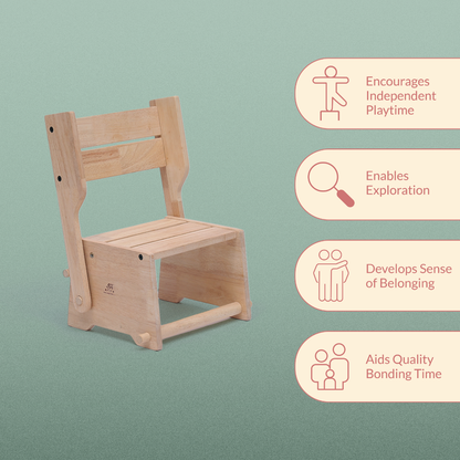 Wooden Convertible Step Stool and Chair - Natural