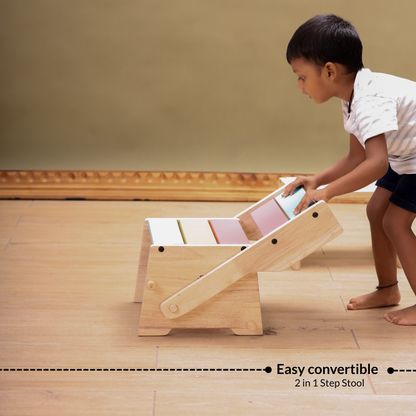 Wooden Convertible Step Stool and Chair - Semi Color