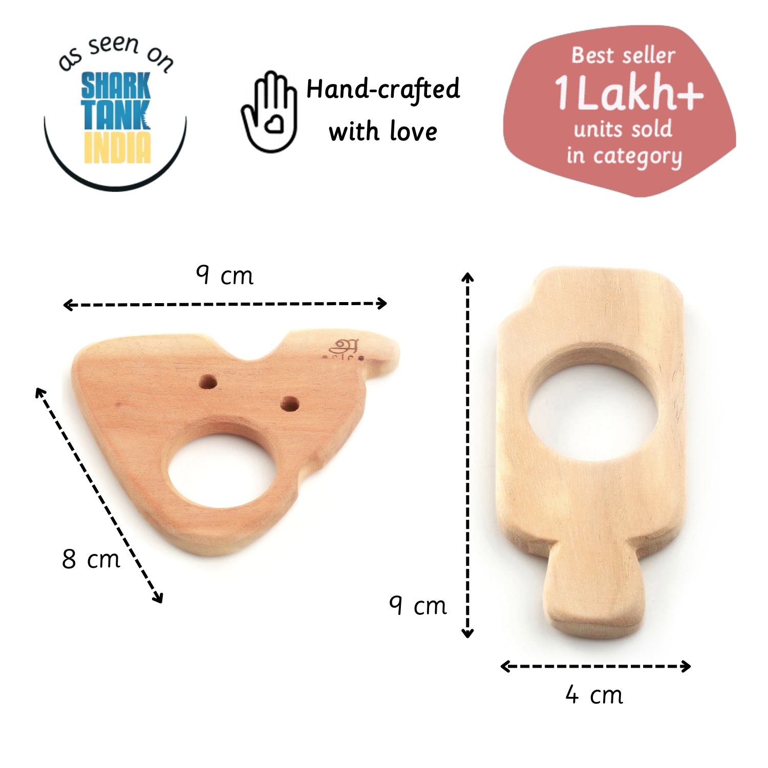 Wooden Teethers - Cheese and ice-cream stick
