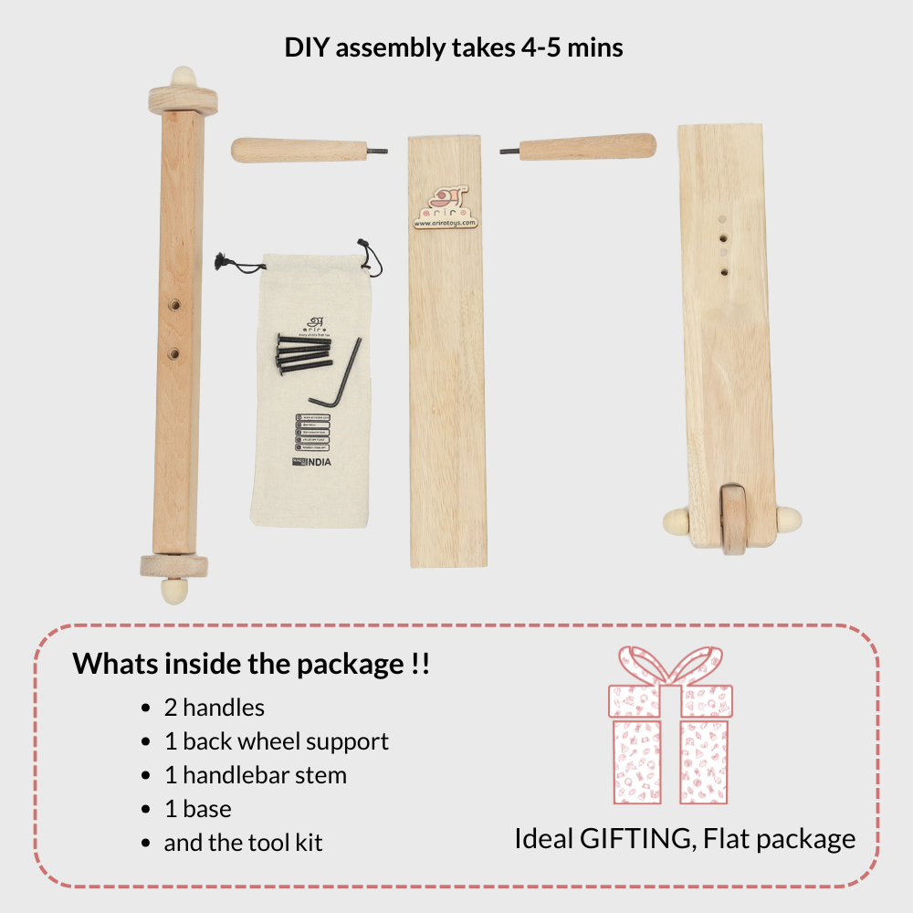 Traditional push wagon is easy to assemble and can also be sent as a gift