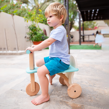 Sturdy, eco-friendly wooden Tuk Tuk perfect for toddlers’ outdoor and indoor adventures.