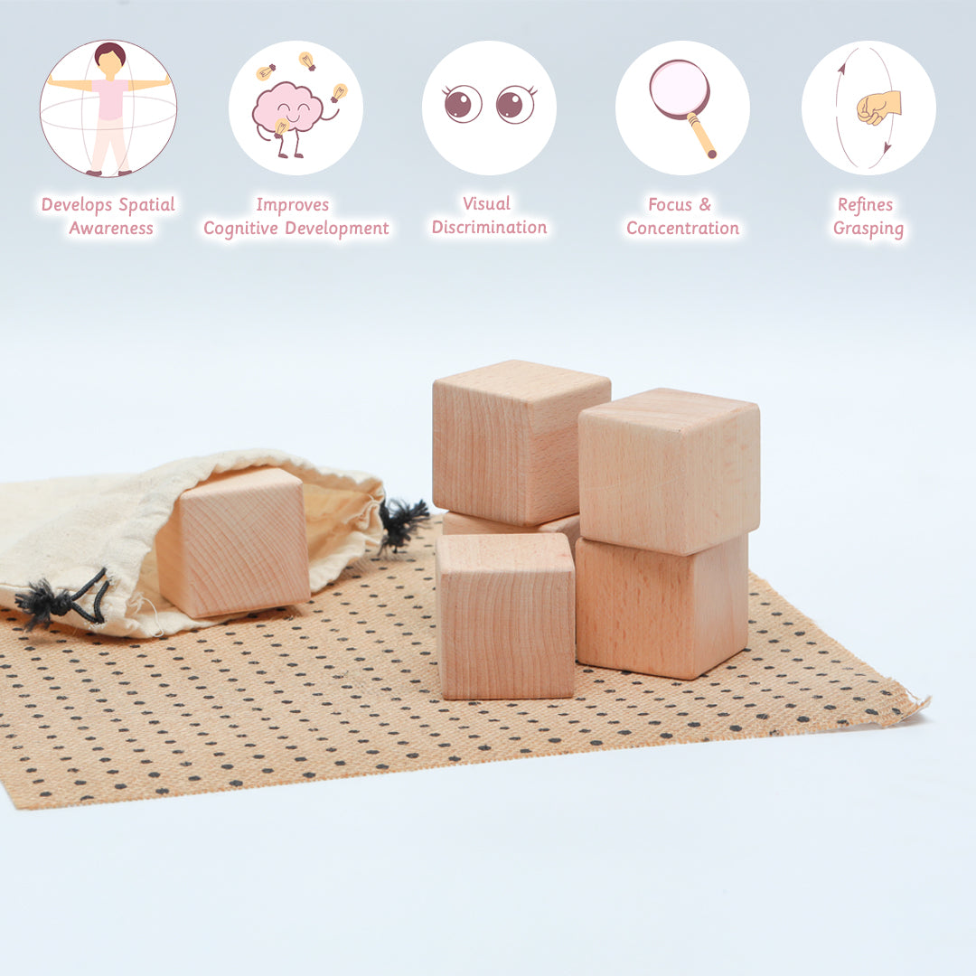 Wooden Blocks Ariro Simple stacking blocks for 6M+ baby
