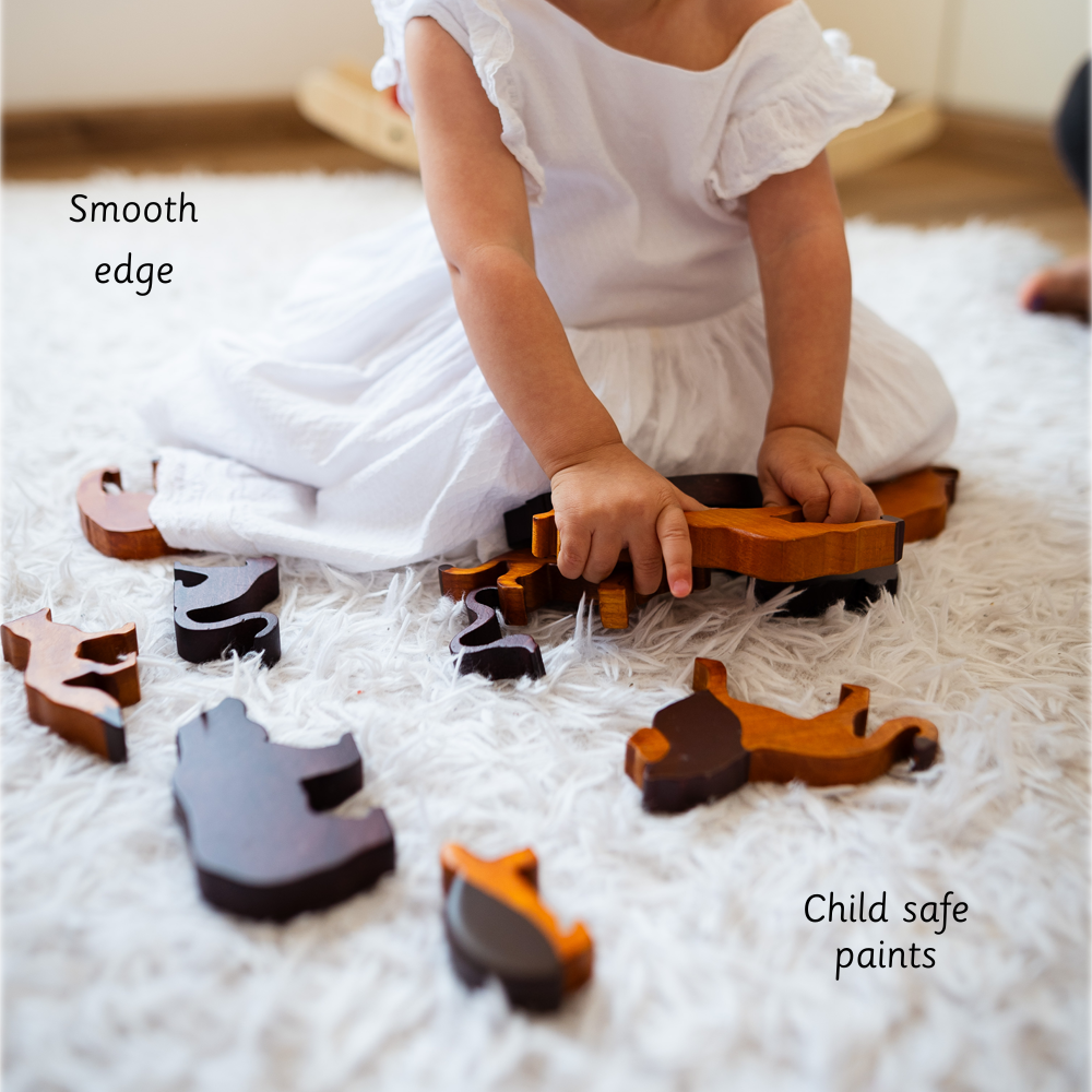 Wooden Wild Animals ( Set of 12) is made with smooth edges and child safe paints