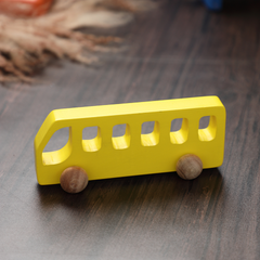 wooden bus perfectly sized for toddlers to play safely and comfortably.