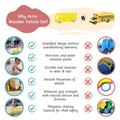 the Ariro Wooden Vehicle Set features a minimalist design, smooth-rolling wheels, non-toxic paints, and a firm natural grip