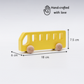 This hand-crafted wooden bus is thoughtfully designed with smooth edges, child-safe materials, and the perfect size for little hands