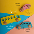 ivory wooden vehicle set features child-safe prints, smooth finishes, and thoughtful detailing—perfectly sized for toddlers to play safely 