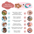 Wooden Grasping beads offering natural antibacterial protection, superior durability, and safe, sensory-friendly design perfect for babies.





