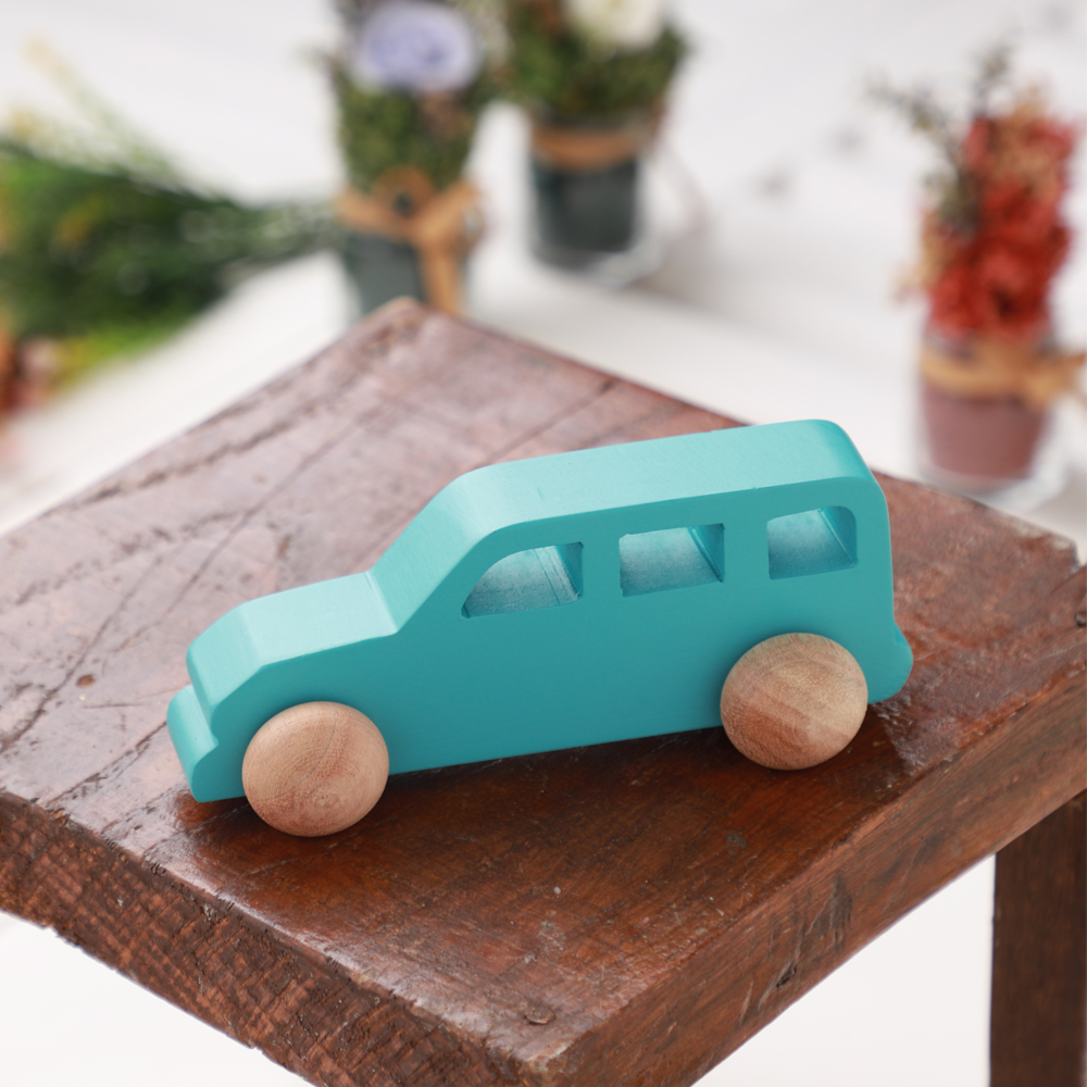 Wooden jeep  perfectly sized for toddlers to play safely and comfortably.                 