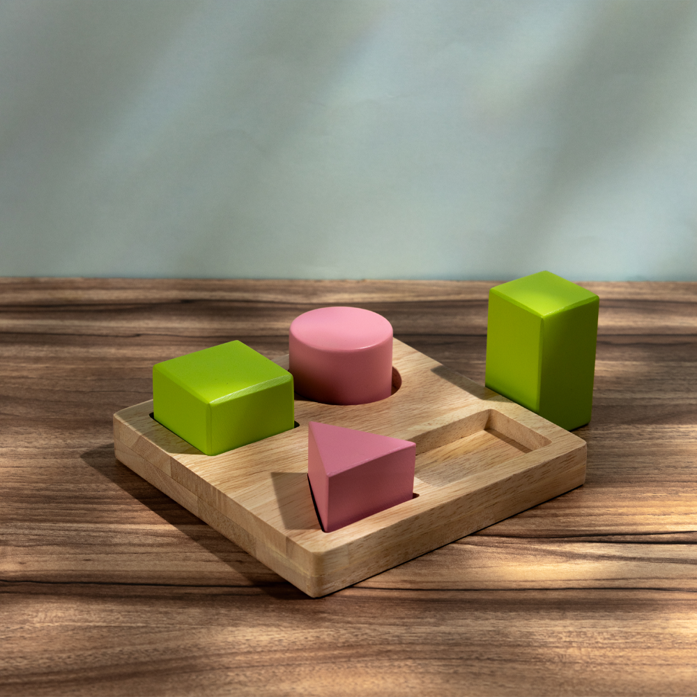 Wooden Puzzle - Blocks features chunky, smooth-edged pieces that encourage independent play, creativity, and essential motor skill development