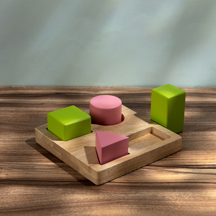 Wooden Puzzle - Blocks features chunky, smooth-edged pieces that encourage independent play, creativity, and essential motor skill development