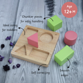 designed for toddlers aged 12+ months, featuring chunky, self-correcting pieces with smooth edges for easy handling and safe, engaging play