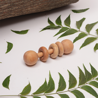 Wooden Rattle - Dumbbell with Rings  is safe, non-toxic, and packed with antibacterial benefits—perfect for soothing play and teething.