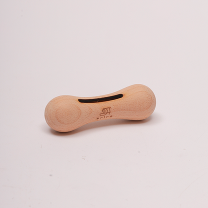 Wooden Rattle - Dumbbell with bell  is crafted from natural wood and designed to produce gentle sounds that engage auditory senses in a safe, eco-friendly way.
