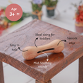 Wooden Rattle - Dumbbell with bell features smooth edges, vegetable dye, and soothing sounds for 3 months and above