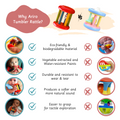 Wooden Rattle - Small Tumbler Red is an eco-friendly, biodegradable, and hand-crafted toy made with water-resistant vegetable dyes, offering a softer sound, greater durability, and easy grip 