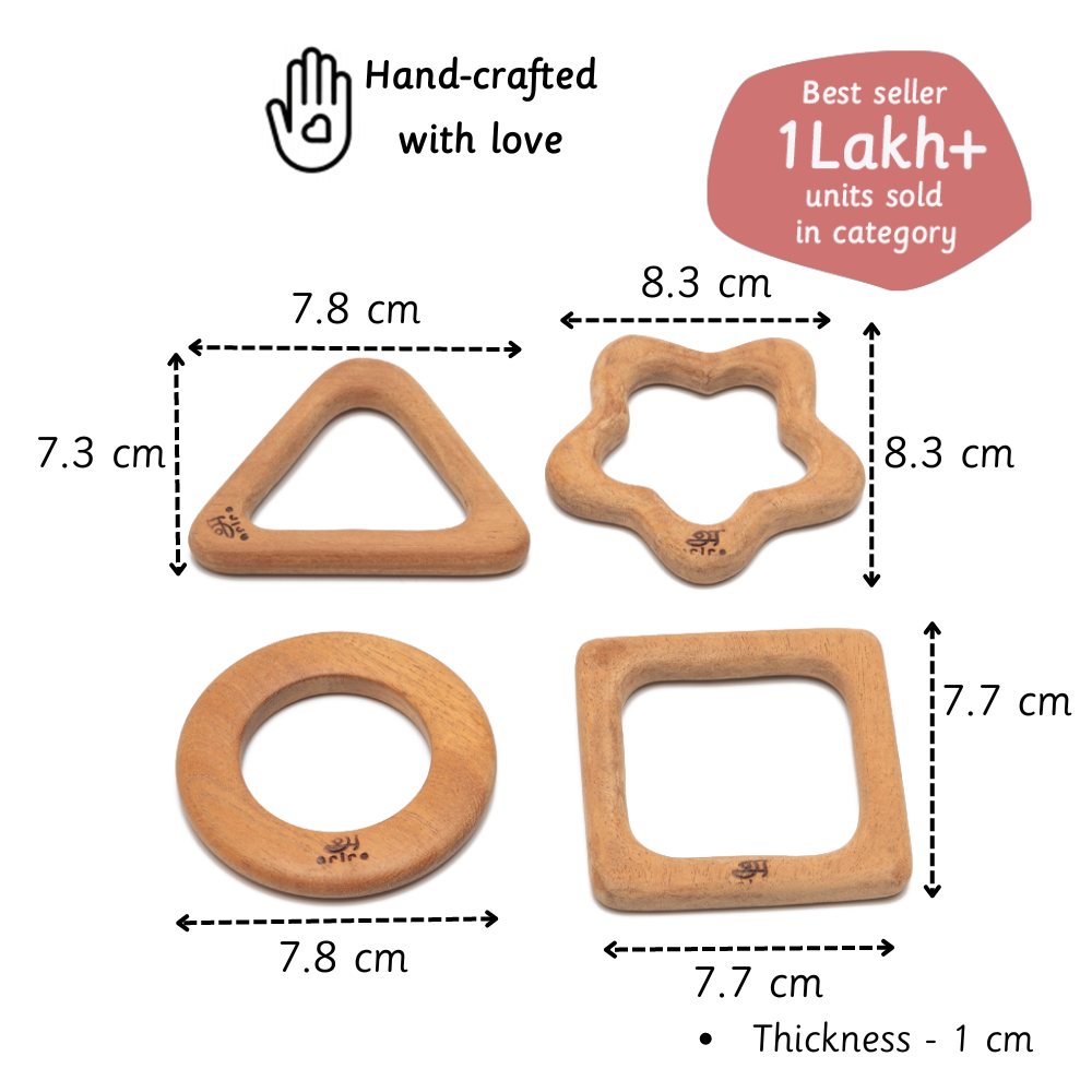  hand-crafted wooden teethers with perfect dimensions for babies 