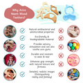 Wooden neem teethers offer natural antibacterial properties eco friendly material sensory stimulation durability and better grip for babies.