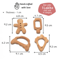 Wooden neem teethers handcrafted with smooth finish and 1 cm thickness designed in baby safe sizes for easy grip and play.










