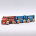 wooden train set features a classic design with smooth wooden wheels and a pull string, crafted for safe and imaginative play.