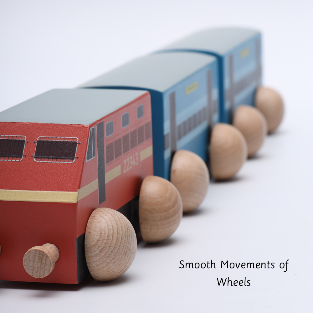  wooden deatiled train set with smooth wheels and a pull rope, designed for safe, imaginative play