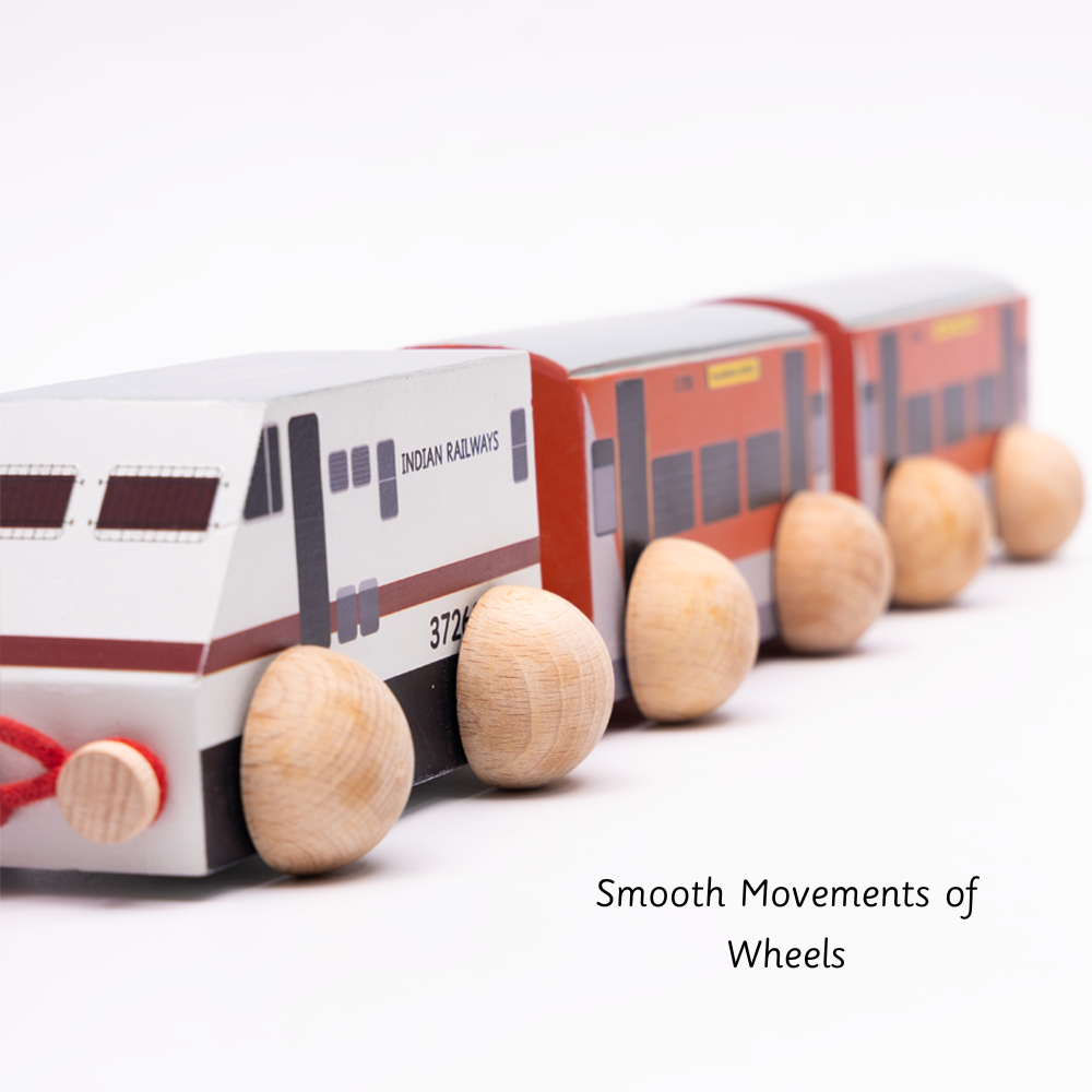  wooden deatiled train set with smooth wheels and a pull rope, designed for safe, imaginative play