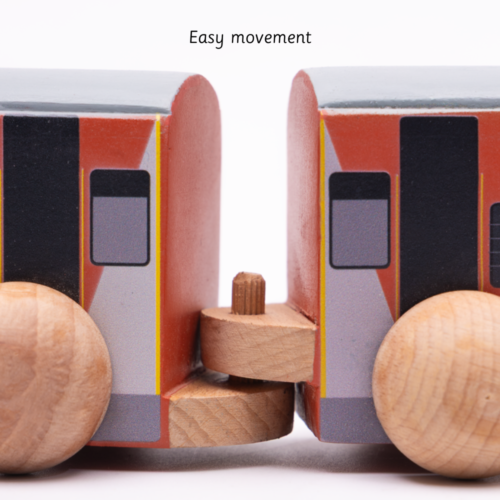  wooden deatiled train set with smooth wheels and a pull rope, designed for safe, imaginative play