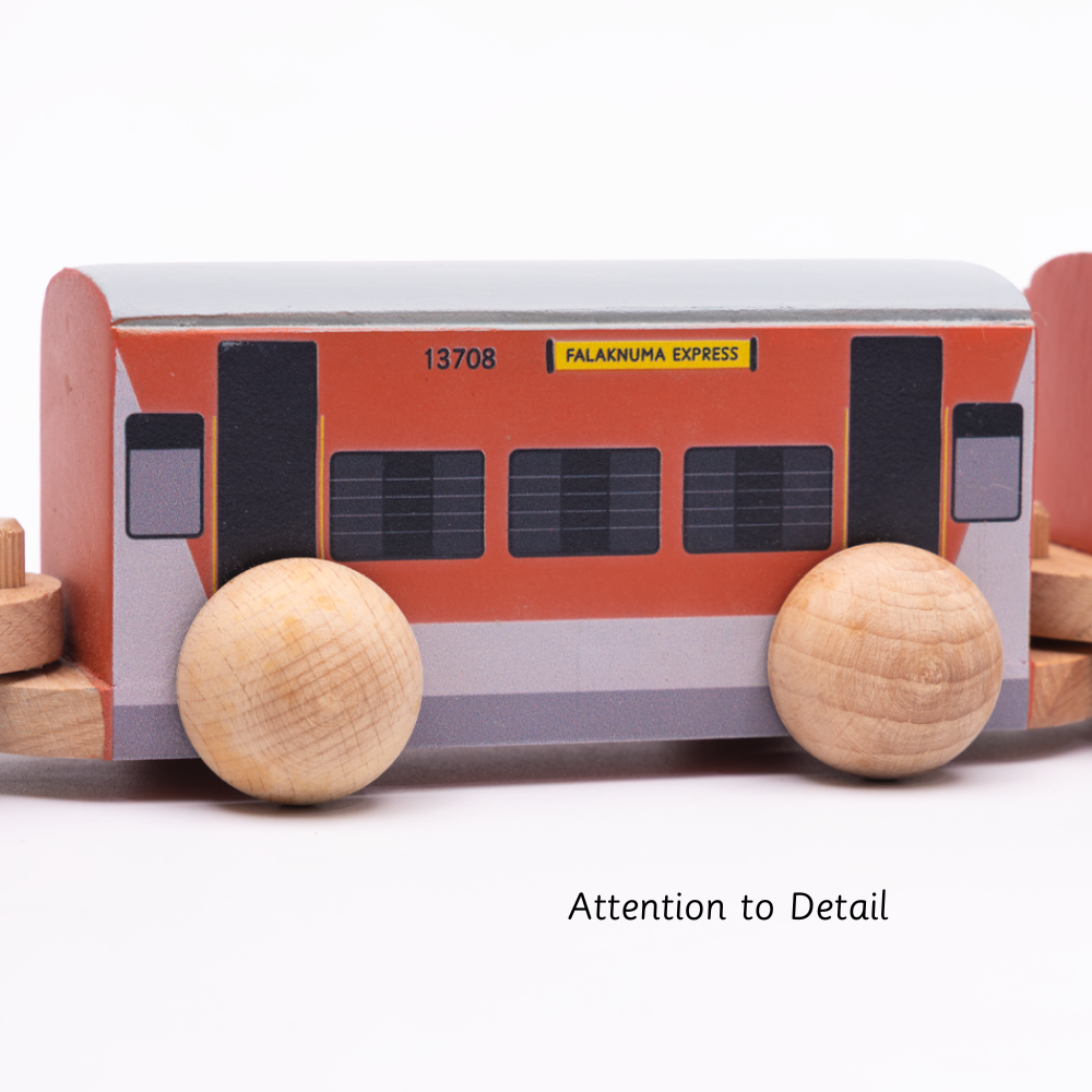  wooden deatiled train set with smooth wheels and a pull rope, designed for safe, imaginative play