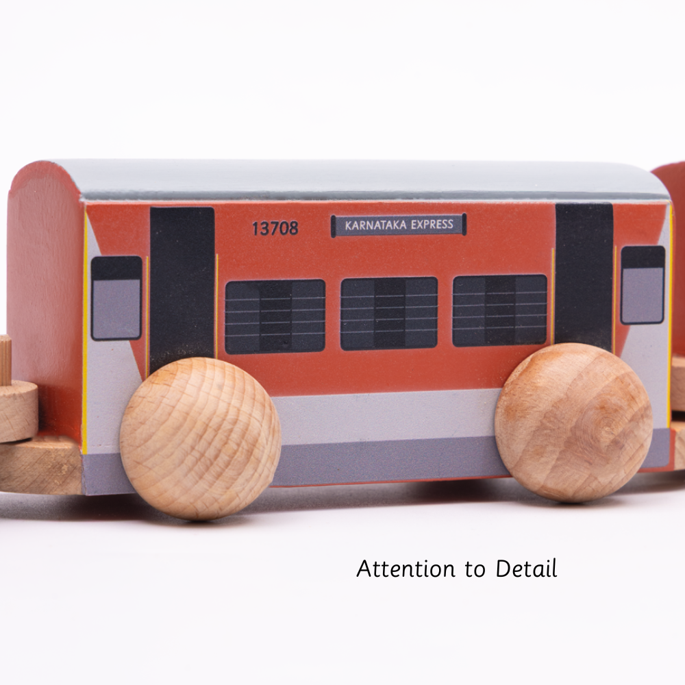  wooden deatiled train set with smooth wheels and a pull rope, designed for safe, imaginative play