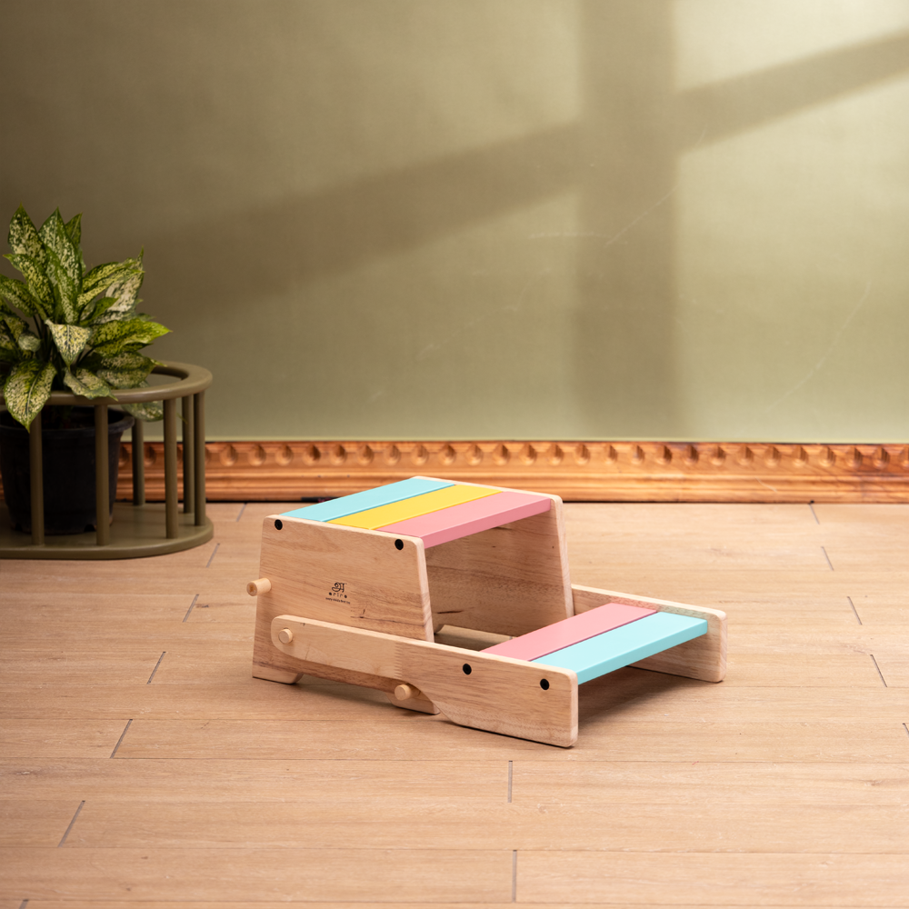 Wooden convertible step stool perfectly crafted to support your child’s independence and versatile use at home.chair 