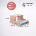 Wooden convertible step stool and chair  designed for children's comfort, safety, and ease of use—perfectly suited to their developmental needs.