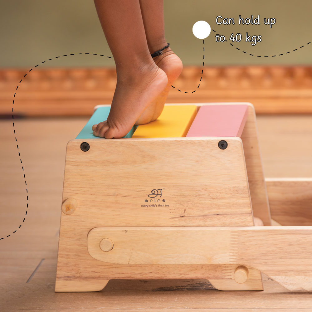 Wooden convertible step stool and chair can hold up to 40kgs