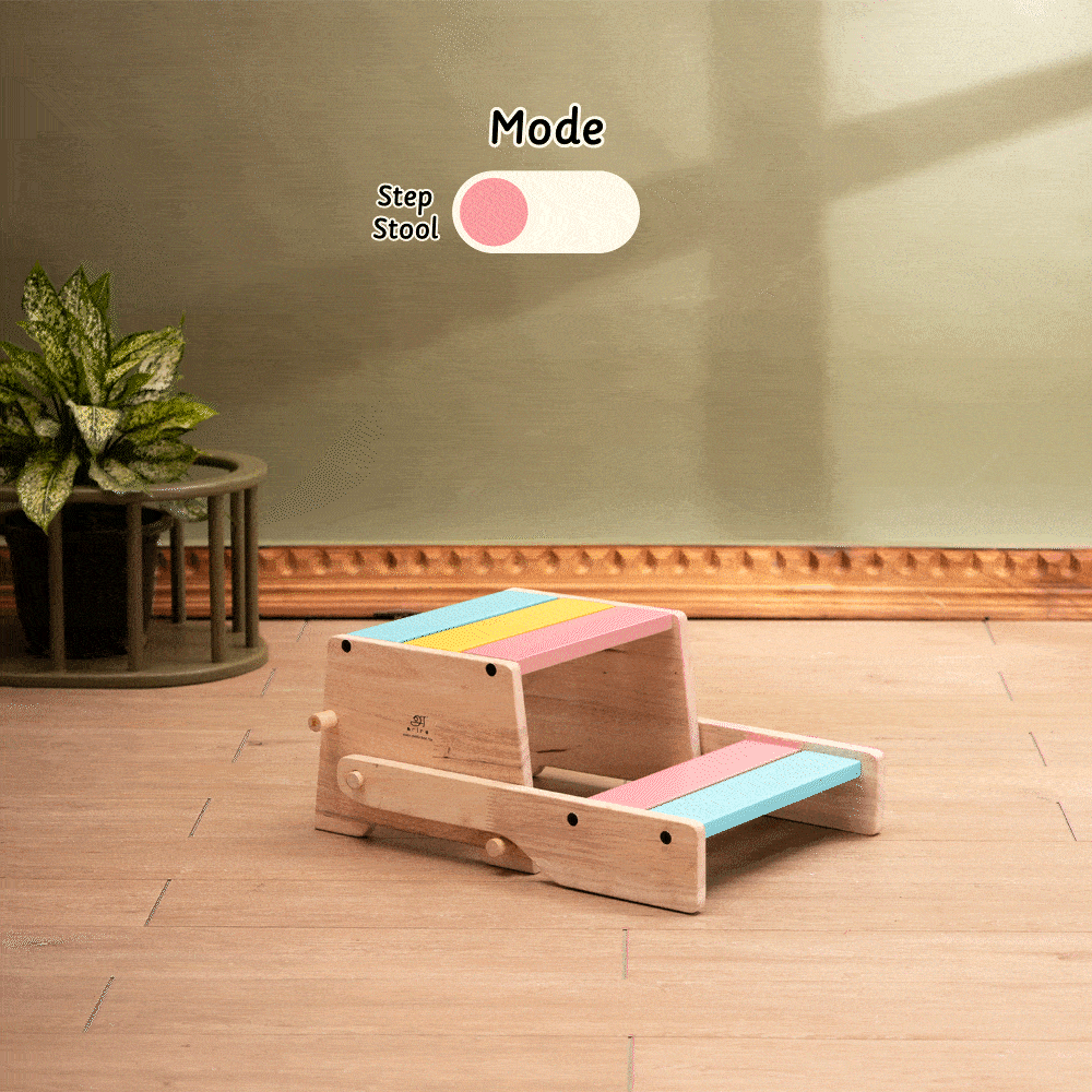 Wooden step stool is convertible and can be used as  stool and chair 
