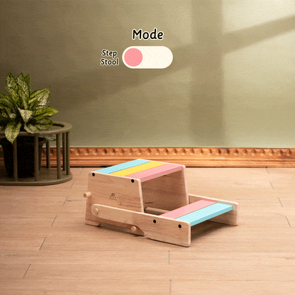 Wooden step stool is convertible and can be used as  stool and chair 